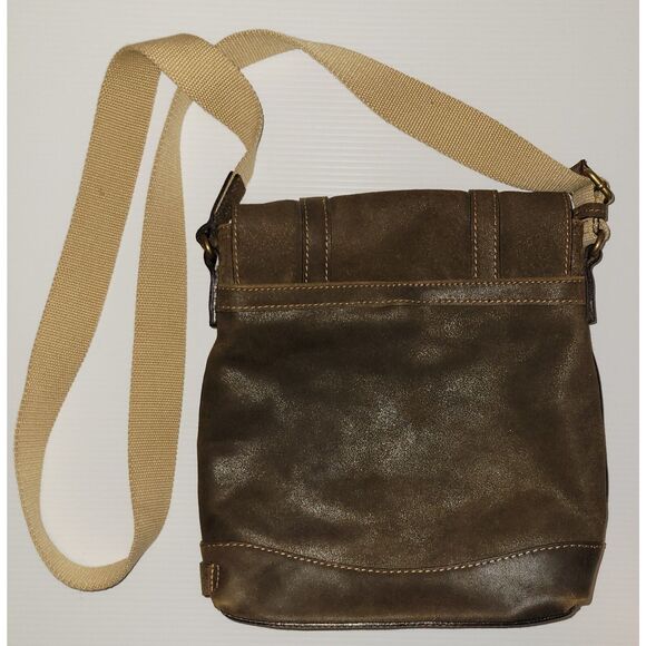 NWOT Patricia Nash Brown North South Moto Messenger Crossbody Leather Unisex Bag - Picture 3 of 12